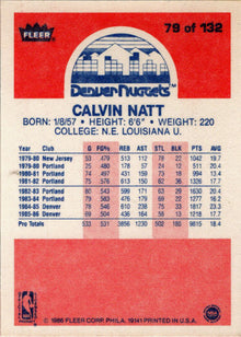 1986-87 Fleer Basketball #79 Calvin Natt Base Rookie Card