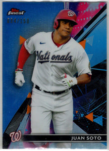 2021 Topps Finest Baseball Blue Refractor Parallel Card 7 Juan Soto 084/150