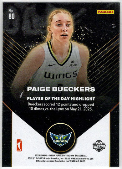 2025 Panini WNBA Player of the Day Base Card 80 Paige Bueckers