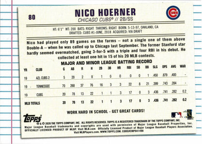 Topps Of The Class Baseball 2020 Base Card 80 Nico Hoerner