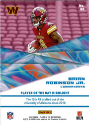 Panini Player Of The Day Football 2022 Foil Parallel Card 80 Brian Robinson Jr.
