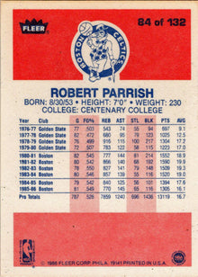 1986-87 Fleer Basketball #84 Robert Parrish Base Rookie Card