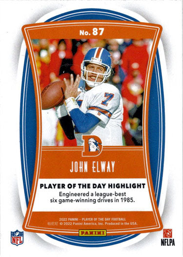 Panini Player Of The Day Football 2022 Foil Parallel Card 87 John Elway