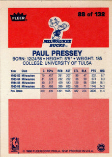 1986-87 Fleer Basketball #88 Paul Pressey Base Rookie Card