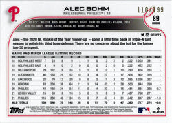 Topps Chrome Baseball 2022 Aqua Wave Parallel Card 89 Alec Bohm 110/199