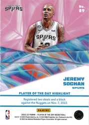 Panini Player of the Day 2022-23 Foil Parallel Base Card 89 Jeremy Sochan 011/499