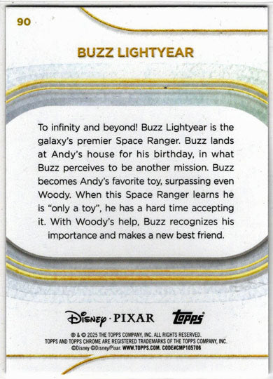 2025 Topps Chrome Disney Base Card 90 Buzz Lightyear