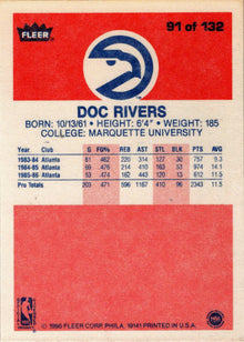 1986-87 Fleer Basketball #91 Glenn "Doc" Rivers Base Rookie Card
