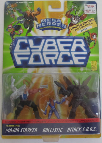 1995 Mattel Mega Heroes Cyber Force Major Stryker Ballistic Attack S.H.O.C Action Figure