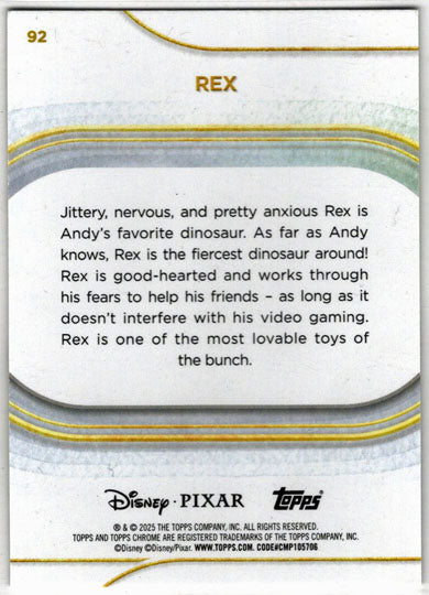 2025 Topps Chrome Disney Base Card 92 Rex
