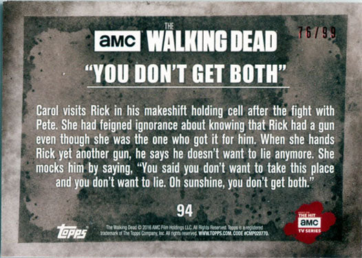 Walking Dead Season 5 Rust Parallel Base 94 Chase Card 76/99