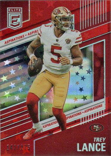 Panini Donruss Elite Football 2022 Aspirations Red Stars Parallel Card 98 Trey Lance 142/275