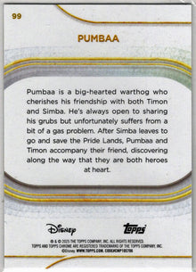 2025 Topps Chrome Disney White Refractor Card 99 Pumbaa 17/30