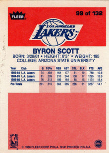 1986-87 Fleer Basketball #99 Byron Scott Base Rookie Card