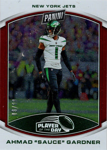2023 Panini POTD Football Red Foil Parallel Card 9 Ahmad "Sauce" Gardner 06/99