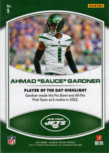 2023 Panini POTD Football Red Foil Parallel Card 9 Ahmad "Sauce" Gardner 06/99