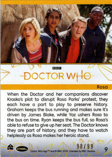 2022 Doctor Who Series 11 & 12 Gold Parallel Card 9 "Rosa" /99