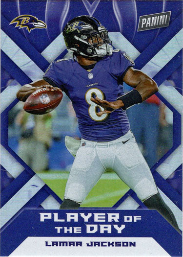 Panini Player Of The Day Football 2022 Foil Parallel Card 9 Lamar Jackson