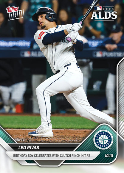 2025 Topps Now Leo Rivas Card 852 Birthday Boy Celebrates Pinch-Hit RBI