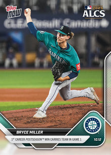 2025 Topps Now Bryce Miller Card 862 1st Career Postseason Win Mariners