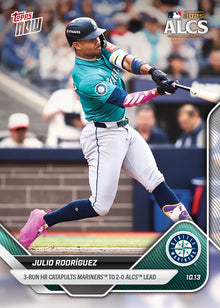 2025 Topps Now Julio Rodriguez Card 863 3-Run HR Seattle Mariners ALCS Lead