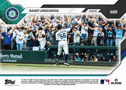 2026 Topps Now Randy Arozarena Card 585 Leadoff and Walkoff HRs
