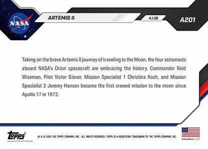 2026 Topps Now Artemis II Card A201 PR: 24420