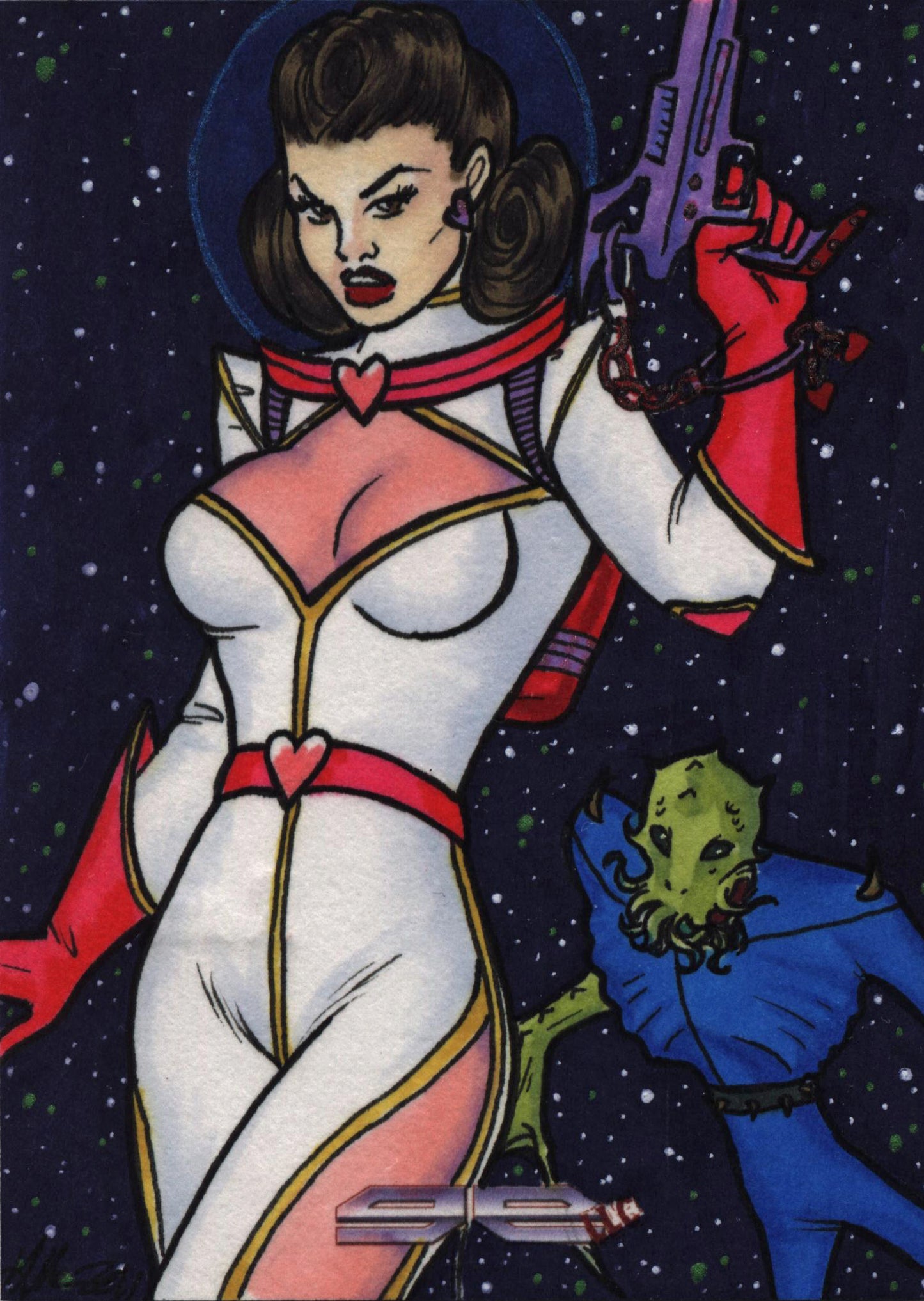 2011 5finity Galaxgals Eradication Kristin Allen Rare Artist Sketch Card Ver. 3