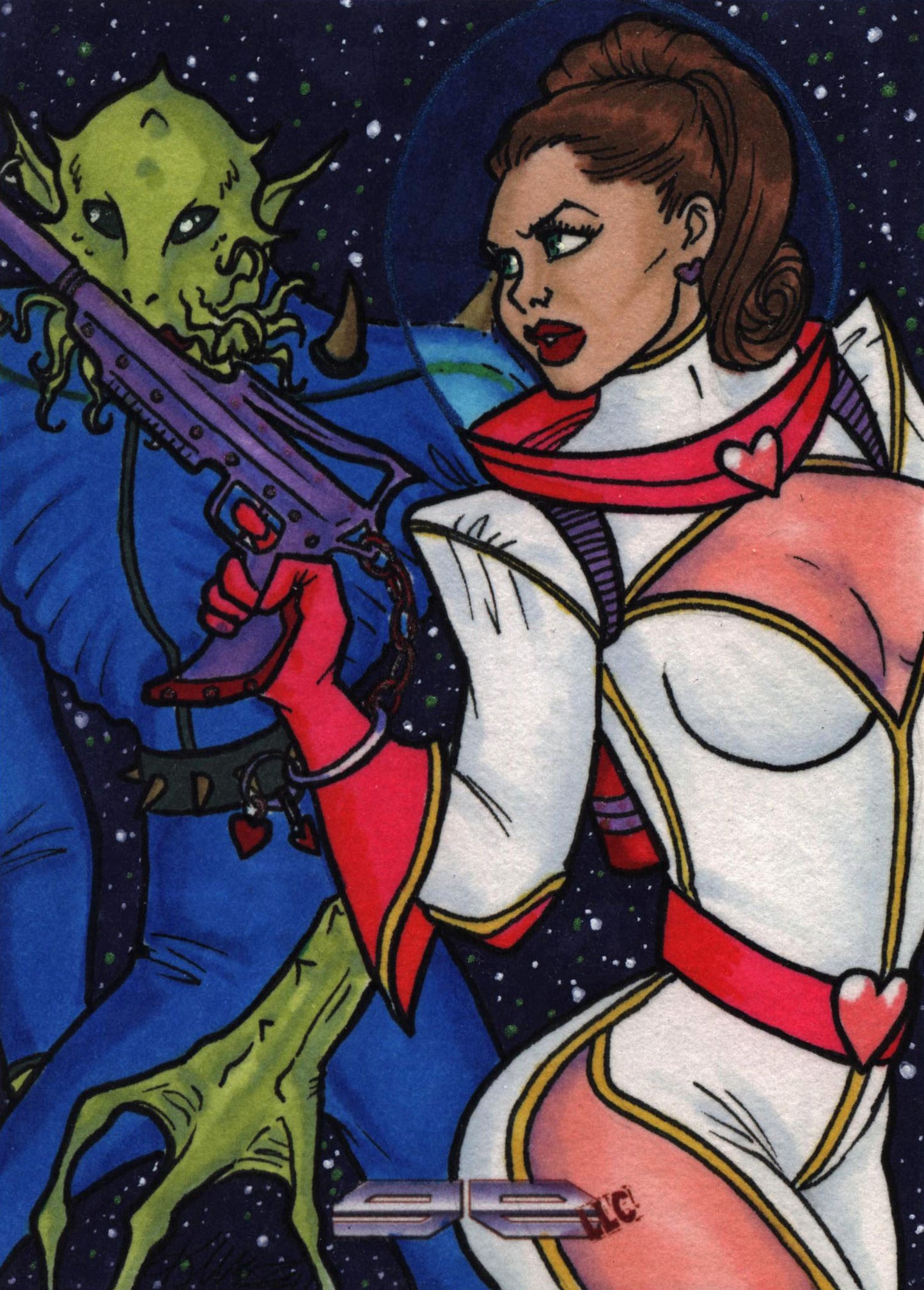 2011 5finity Galaxgals Eradication Kristin Allen Rare Artist Sketch Card Ver. 1