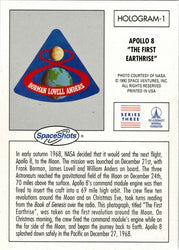 1992 Space Ventures Space Shots Apollo 8 "The First Earthrise" Hologram Card 1