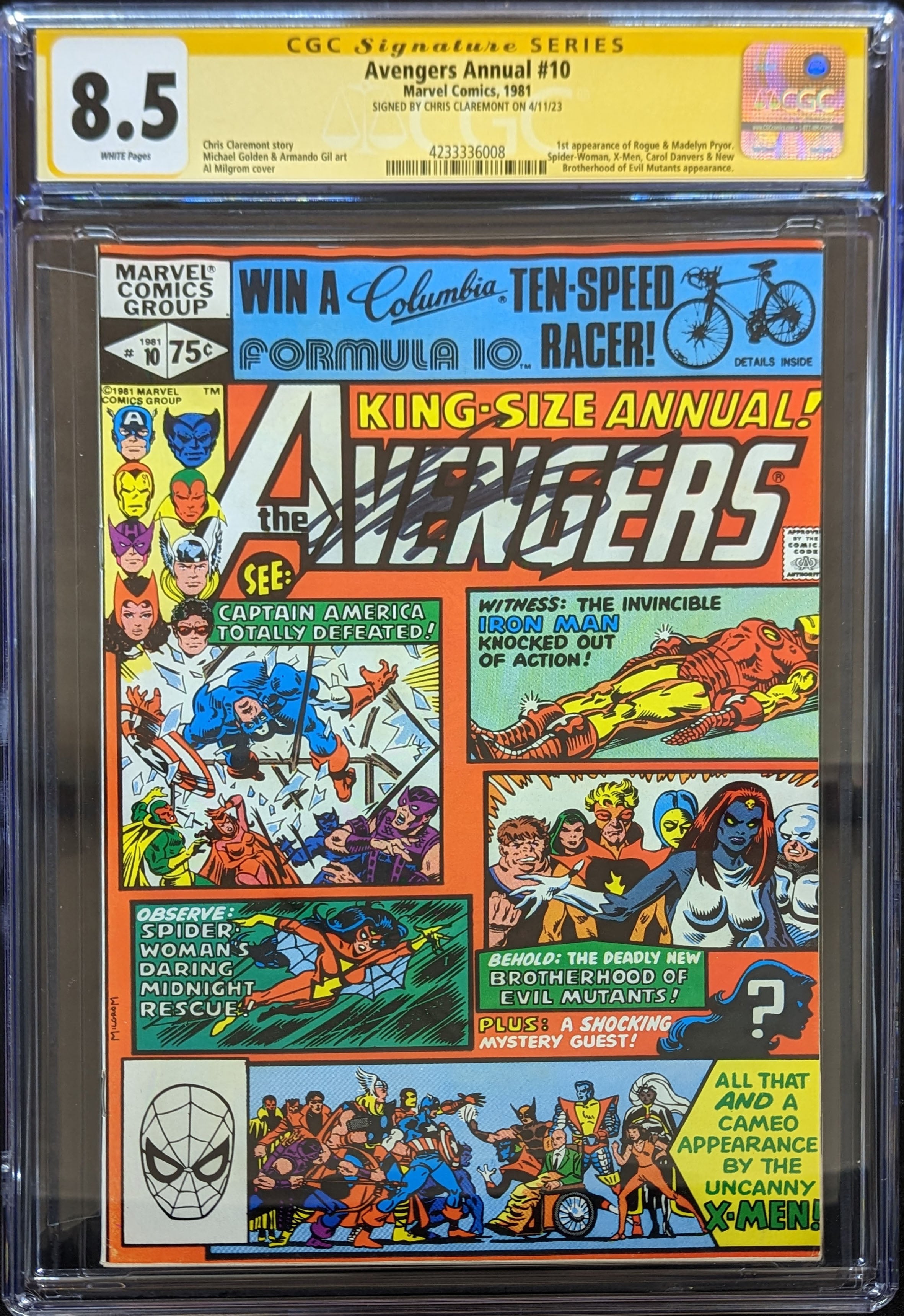 Avengers Annual #10 (1981) CGC 8.5 Signed by Chris Claremont 1st Rogue