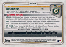 2020 Bowman 1st Edition Yellow Border Parallel Card BD119 Tyler Soderstrom 50/75