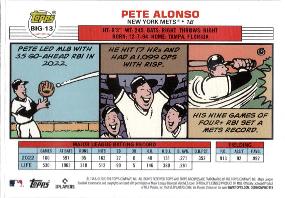 2023 Topps Update Baseball Boxloader Card BIG-13 Pete Alonso