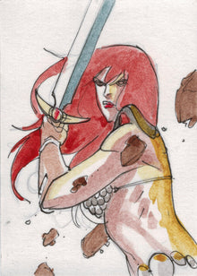 Breygent Dynamite Red Sonja 2012 Sketch Card by Guilherme Balbi