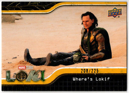 2023 Upper Deck Marvel Loki Yellow Parallel Base Card 1 Where's Loki? 208/225