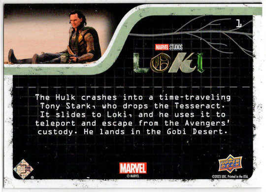 2023 Upper Deck Marvel Loki Yellow Parallel Base Card 1 Where's Loki? 208/225