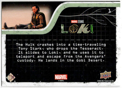 2023 Upper Deck Marvel Loki Yellow Parallel Base Card 1 Where's Loki? 208/225