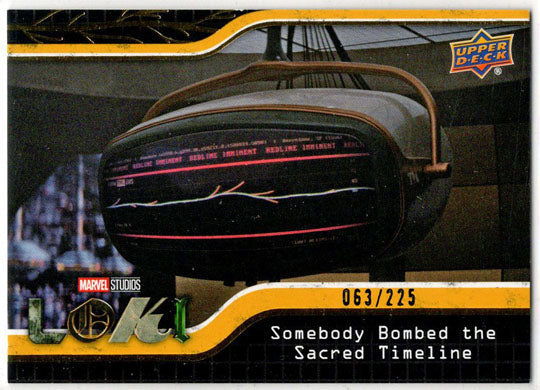 2023 Upper Deck Marvel Loki Yellow Parallel Base Card 26 Somebody Bombed... /225