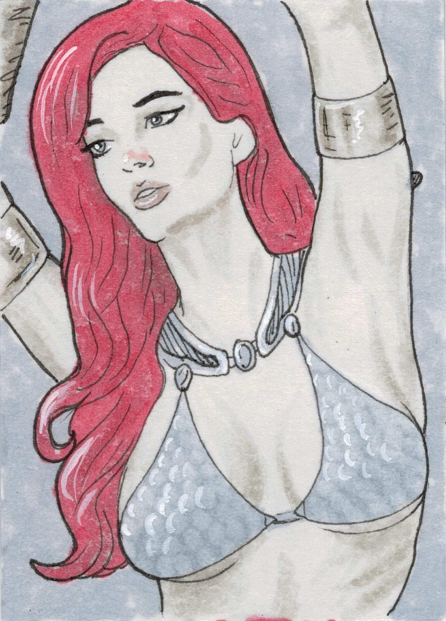 Breygent Dynamite Red Sonja 2012 Sketch Card by Dan Bergren