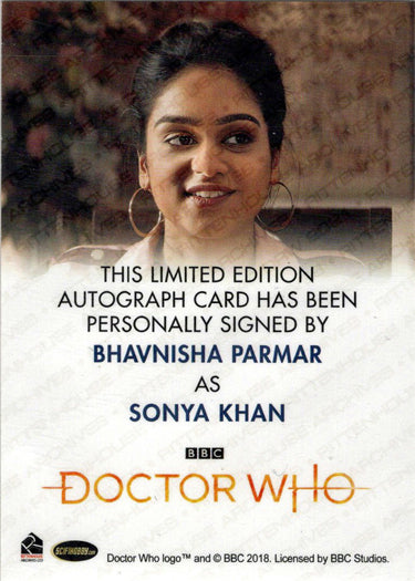 2022 Doctor Who Series 11 & 12 Bhavnisha Parmar Full Bleed Autograph Card