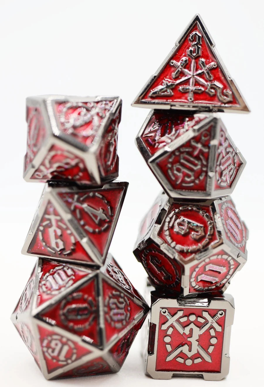 Foam Brain Metal RPG Dice Set: Crossed Swords - Blood Sword