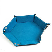 Leatherette and Velvet Hex Dice Tray (Blue Hex)