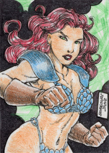 Breygent Dynamite Red Sonja 2012 Sketch Card by Dan Borgonos