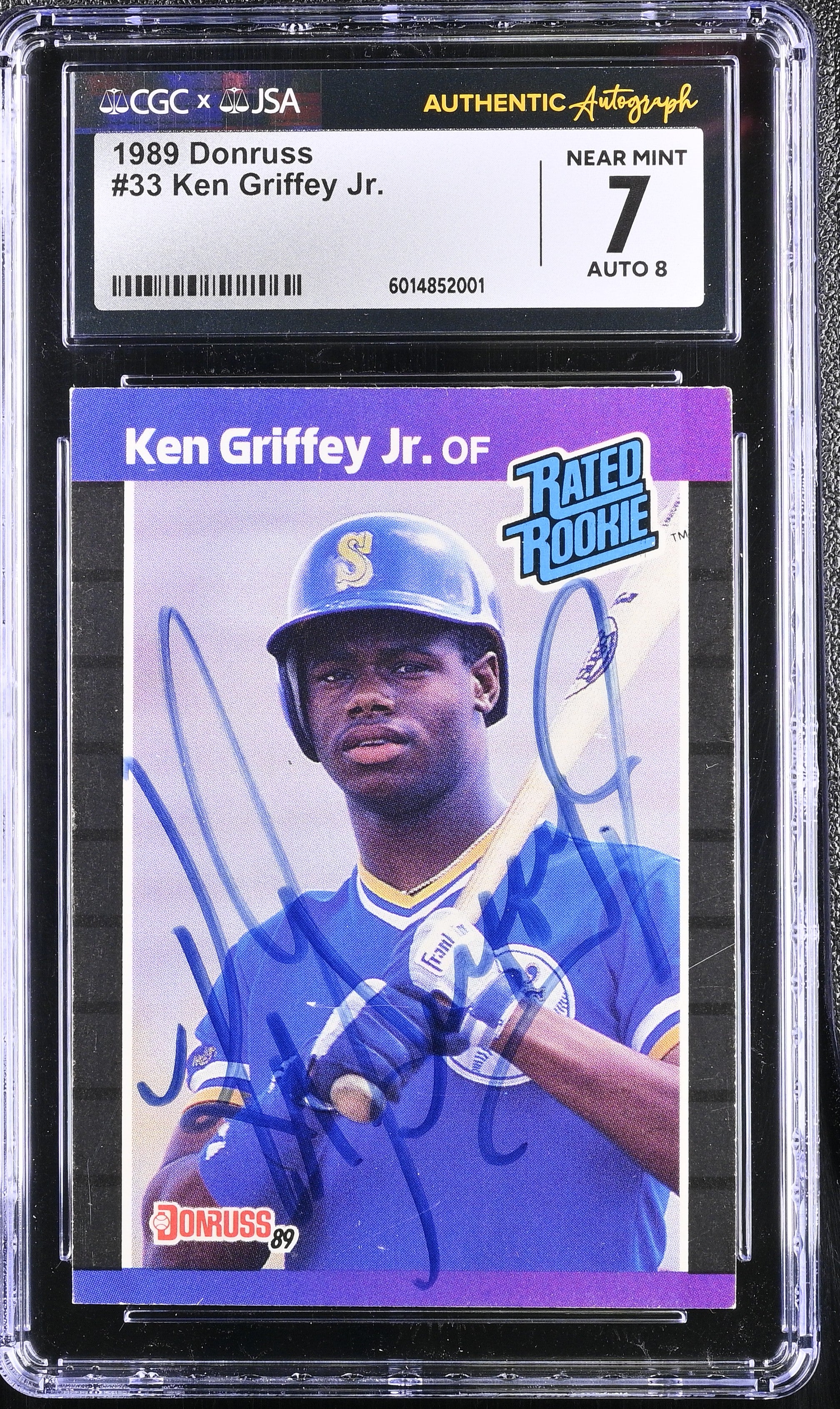 1989 Donruss Baseball #33 Ken Griffey Jr. RC Graded CGC 7 JSA Autograph