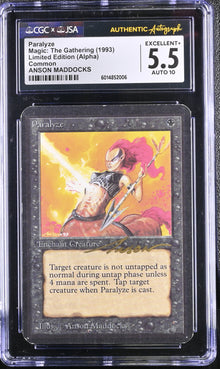 Magic MTG Paralyze [Alpha Edition] CGC 5.5 EX+ JSA Anson Maddocks Autograph