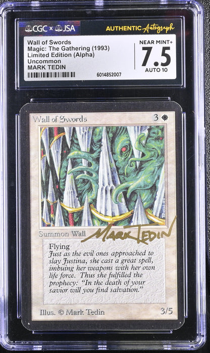 Magic MTG Wall of Swords [Alpha Edition] CGC 7.5 NM+ JSA Mark Tedin Autograph