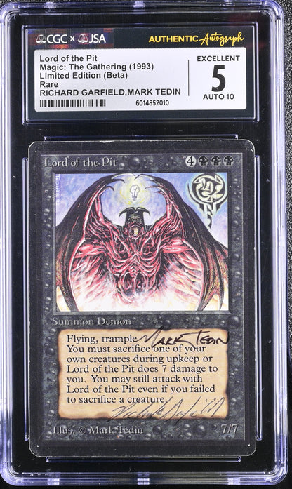 MTG Magic Lord of the Pit [Beta Edition] CGC 5 Ex JSA Tedin & Garfield Autograph