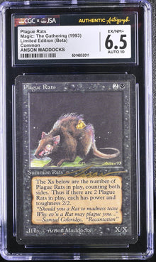 Magic MTG Plague Rats [Beta Edition] Graded CGC 6.5 Ex/NM+ JSA Anson Maddocks Autograph