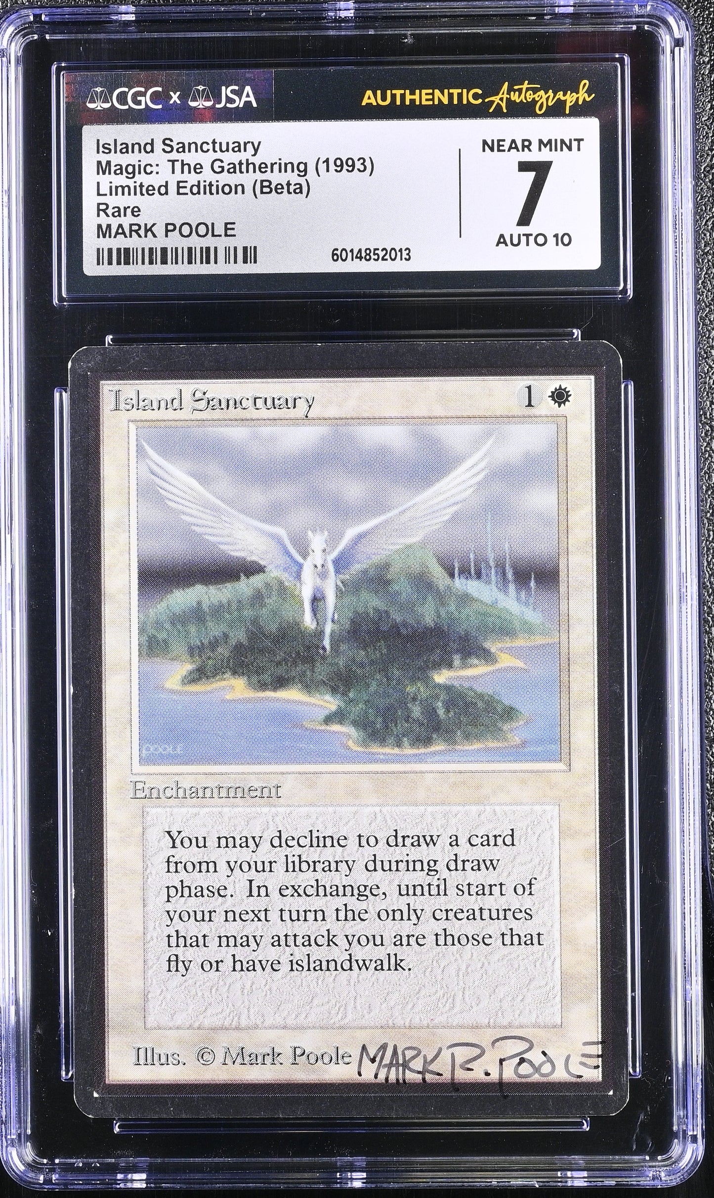 Magic MTG Island Sanctuary [Beta Edition] CGC 7 NM JSA Mark Poole Autograph
