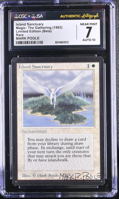 Magic MTG Island Sanctuary [Beta Edition] CGC 7 NM JSA Mark Poole Autograph